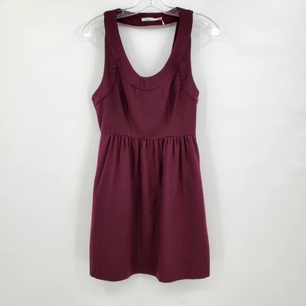 Urban Outfitters Kimchi Blue Wool Blend Burgundy Open Back Dress